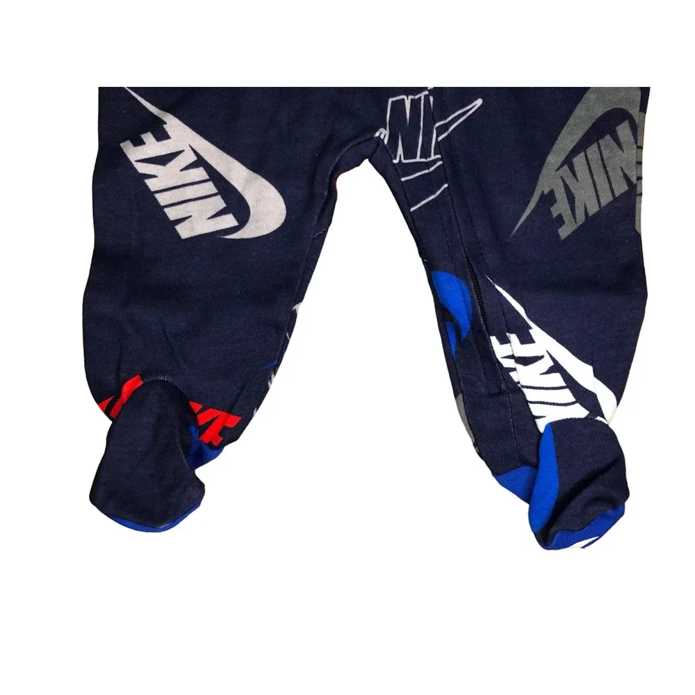 Nike Footed Pajamas Convertible Hand Mits Baby Zip Sleepwear Size 3 Months New